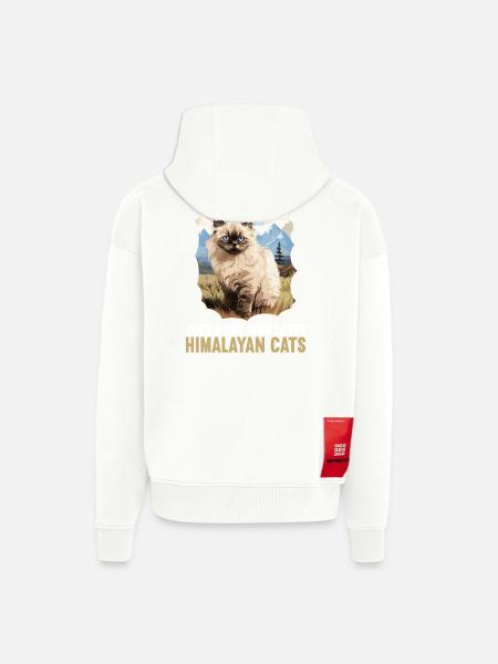 Himalaya kat Colourpoint Katze - Heavyweight oversized organic hættejakke made in EU - OFF WHITE