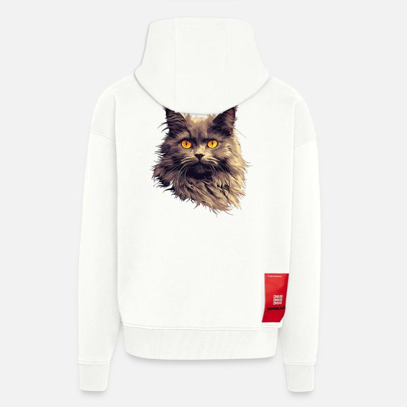 Chaton Nebelung Chat Nebelung - Veste à capuche bio épaisse oversize fabriqué en UE - OFF WHITE