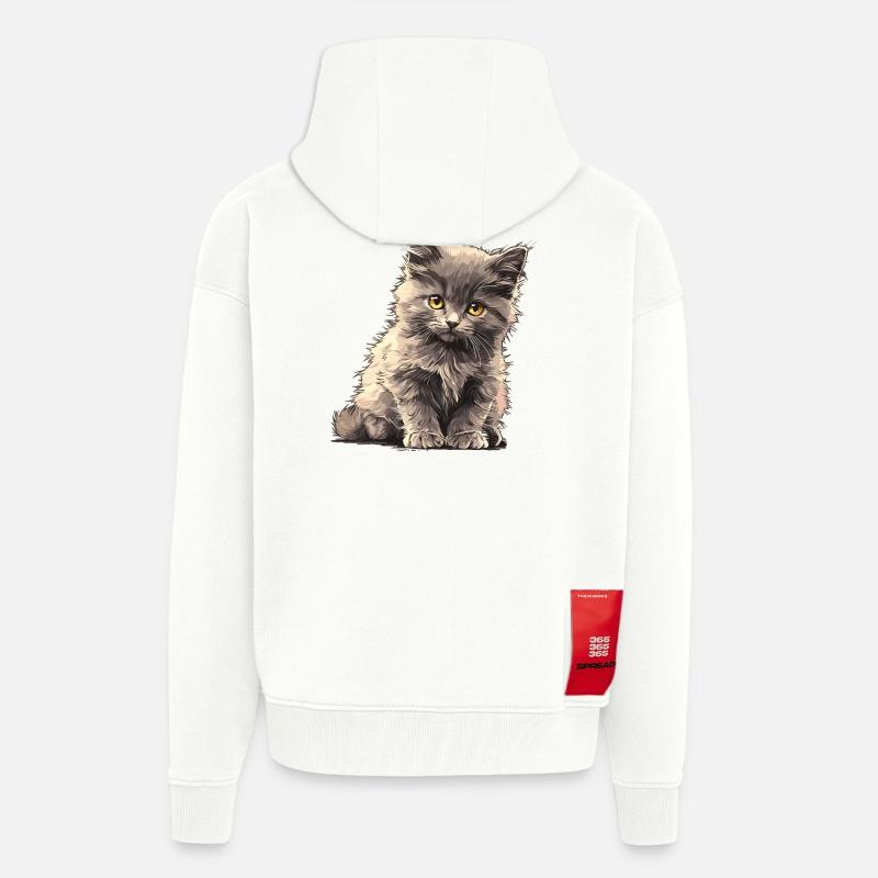 Chaton Nebelung Chat Nebelung - Veste à capuche bio épaisse oversize fabriqué en UE - OFF WHITE