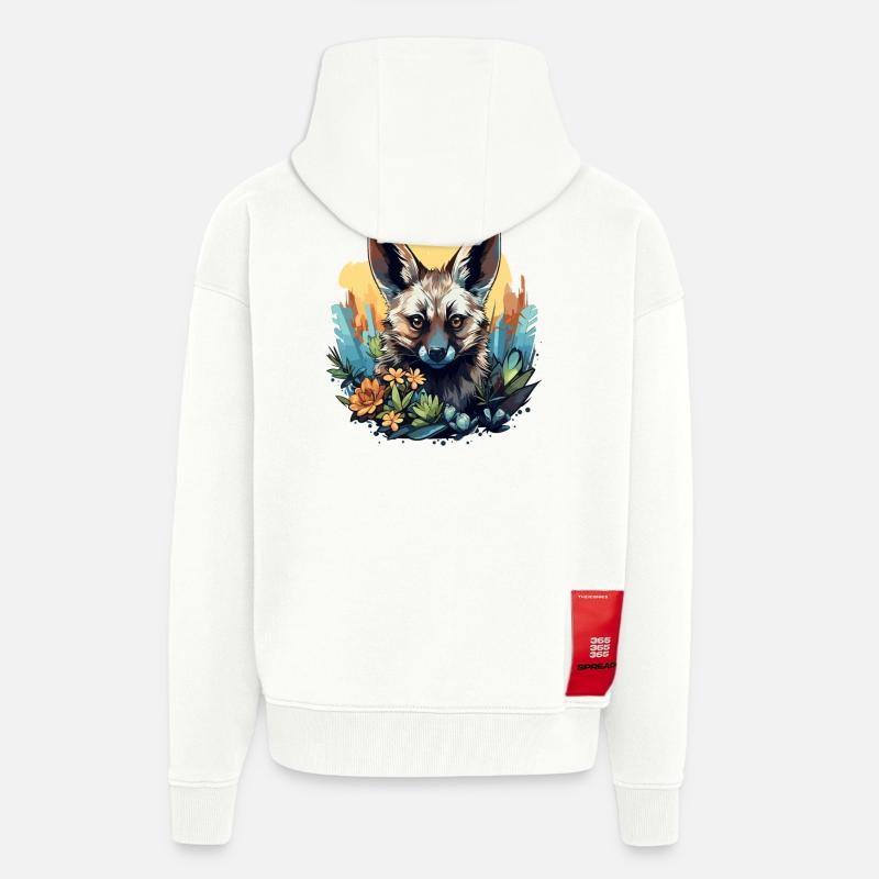 Loups d’Aardwolf - Veste à capuche bio épaisse oversize fabriqué en UE - OFF WHITE