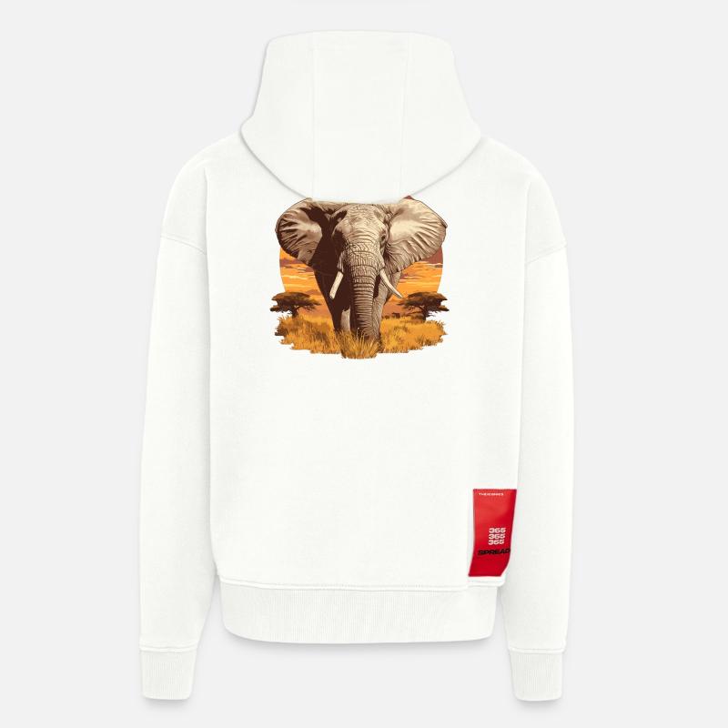 Elephant Elephant - Zip Hoodie - made by SPREAD - OFF WHITE