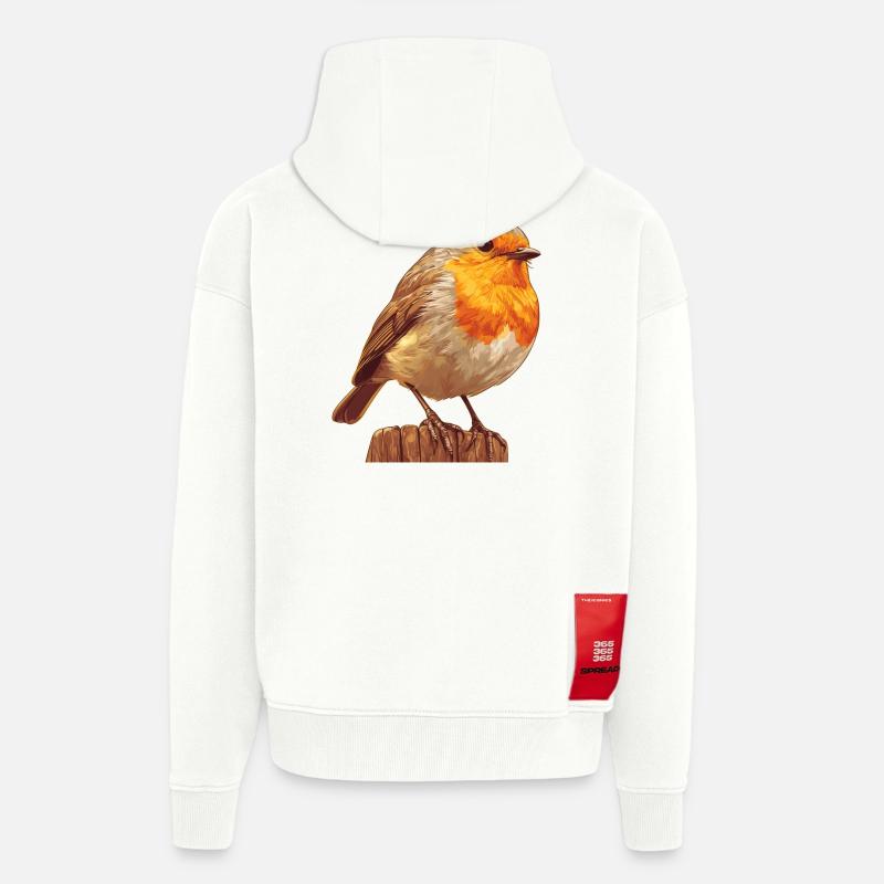 Robin Rotkehlchen - Veste à capuche bio épaisse oversize fabriqué en UE - OFF WHITE