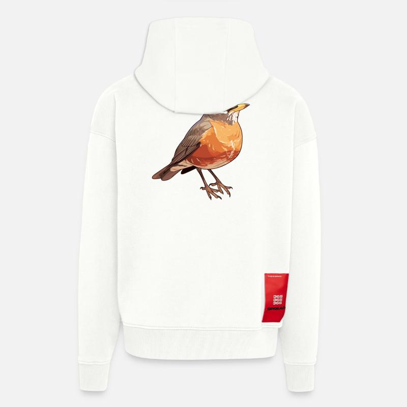 Robin Rotkehlchen - Veste à capuche bio épaisse oversize fabriqué en UE - OFF WHITE