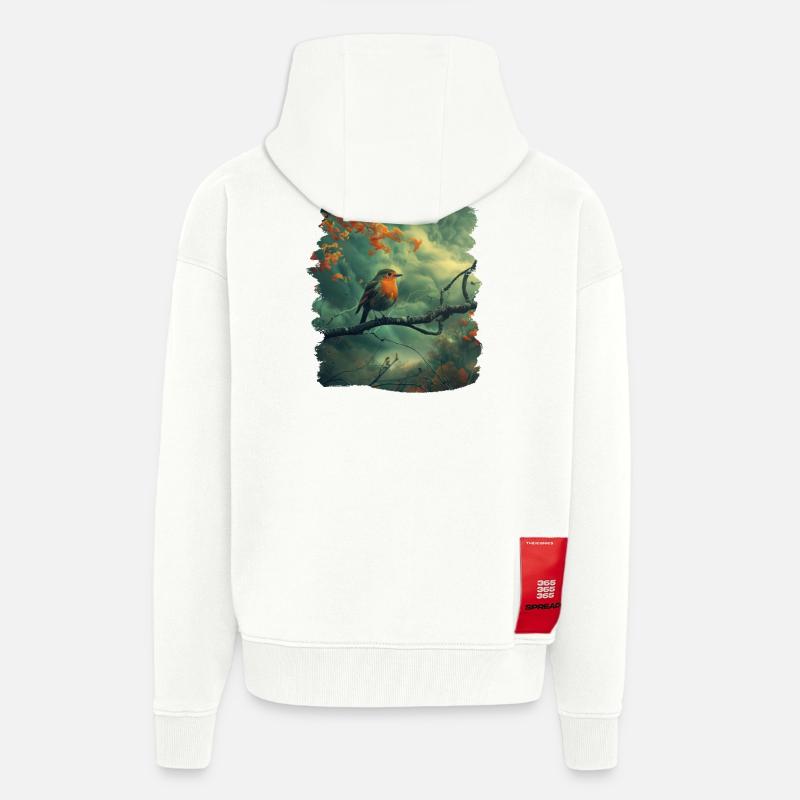 Robin Rotkehlchen - Veste à capuche bio épaisse oversize fabriqué en UE - OFF WHITE