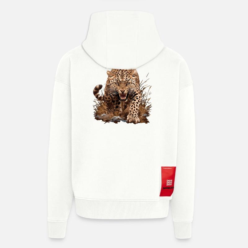 Léopard léopard - Veste à capuche bio épaisse oversize fabriqué en UE - OFF WHITE
