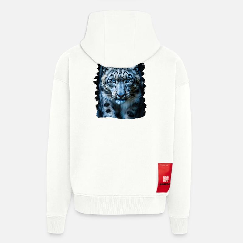 Léopard des neiges Schneeleoparden Schneeleopard - Veste à capuche bio épaisse oversize fabriqué en UE - OFF WHITE