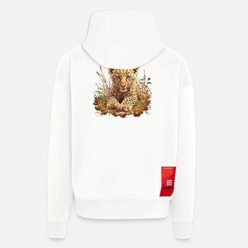 Léopard léopard - Veste à capuche bio épaisse oversize fabriqué en UE - OFF WHITE