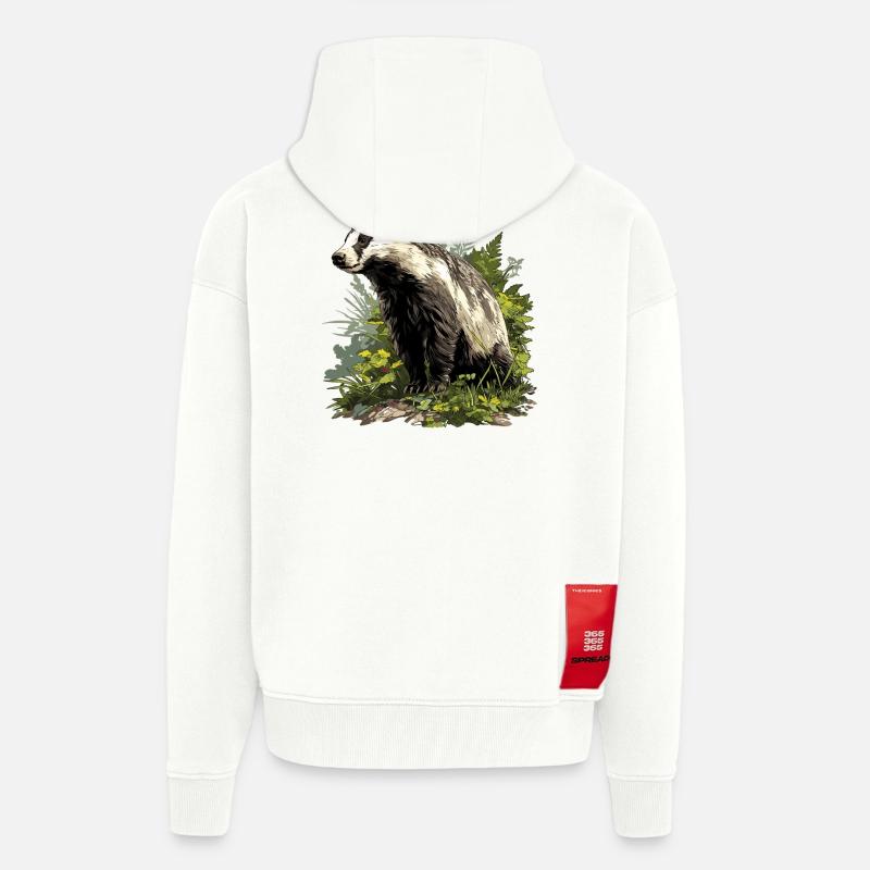 Blaireau Dachse Dachs - Veste à capuche bio épaisse oversize fabriqué en UE - OFF WHITE