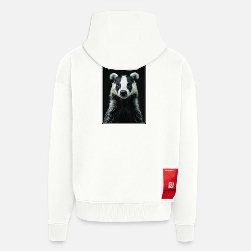 Blaireau Dachse Dachs - Veste à capuche bio épaisse oversize fabriqué en UE - OFF WHITE