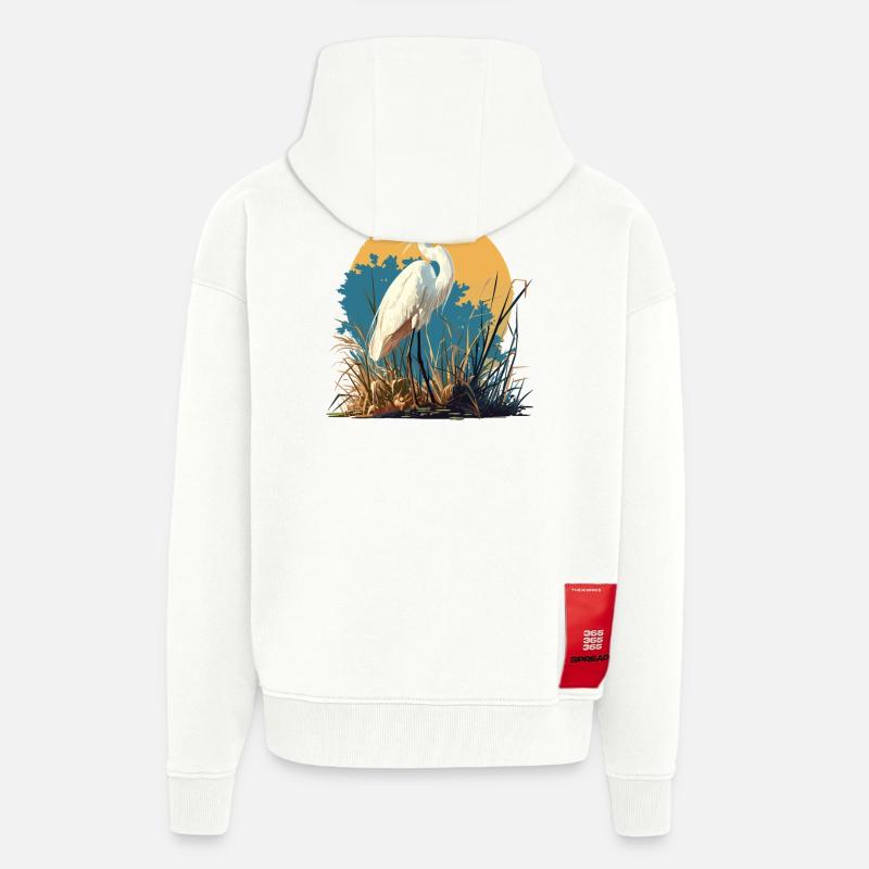 Héron Reiher - Veste à capuche bio épaisse oversize fabriqué en UE - OFF WHITE