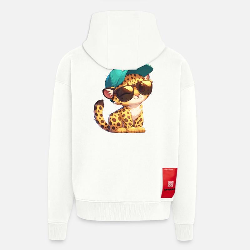 Léopard léopard - Veste à capuche bio épaisse oversize fabriqué en UE - OFF WHITE