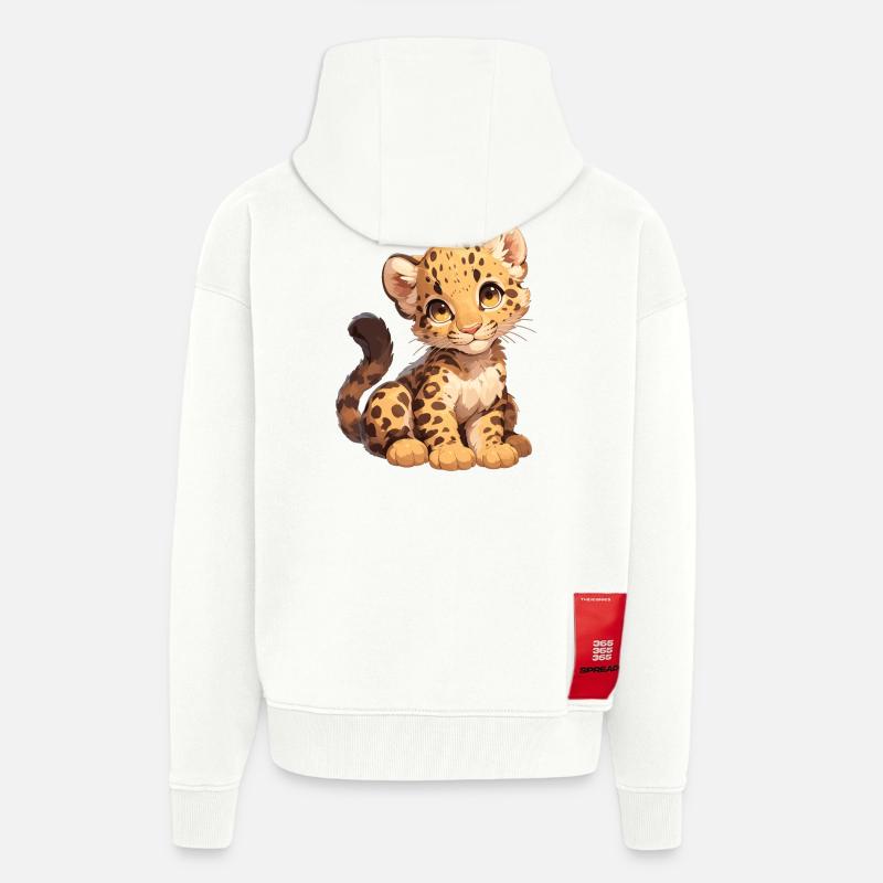 Léopard léopard - Veste à capuche bio épaisse oversize fabriqué en UE - OFF WHITE