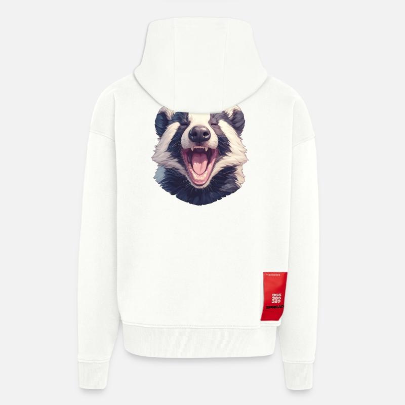 Blaireau Dachse Dachs - Veste à capuche bio épaisse oversize fabriqué en UE - OFF WHITE