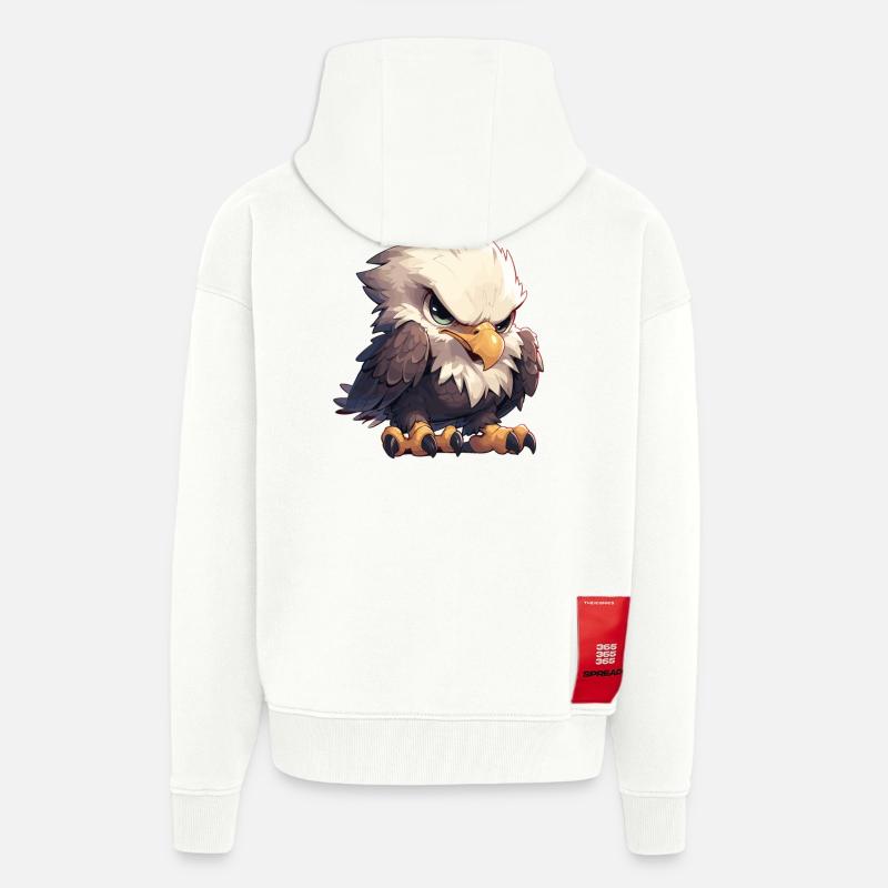 Pygargue à tête blanche Weißkopfseeadler - Veste à capuche bio épaisse oversize fabriqué en UE - OFF WHITE