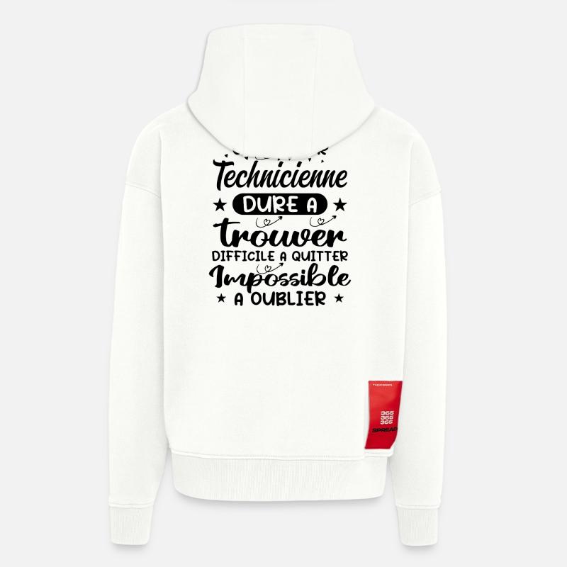 Une Super Technicienne - Cadeau technicienne - Veste à capuche bio épaisse oversize fabriqué en UE - OFF WHITE