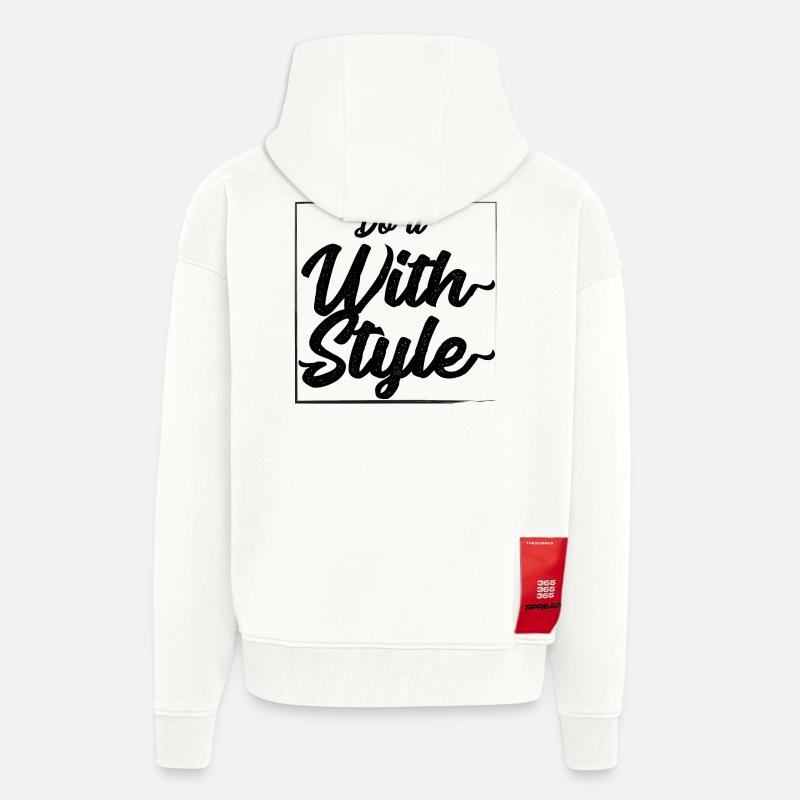 Faites-le avec le style - Veste à capuche bio épaisse oversize fabriqué en UE - OFF WHITE