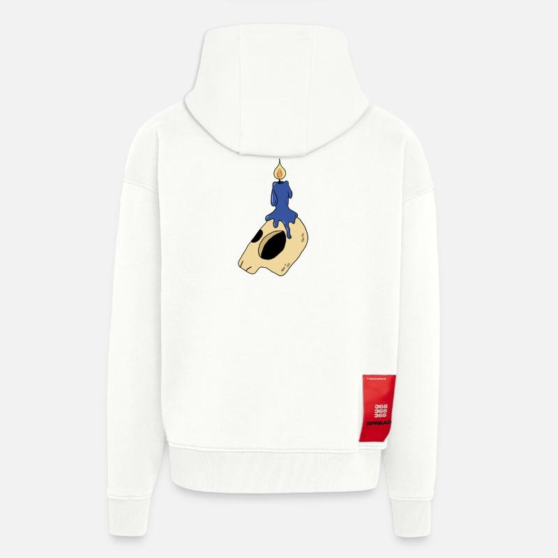 cadeau bougie bougie crâne crâne - Veste à capuche bio épaisse oversize fabriqué en UE - OFF WHITE