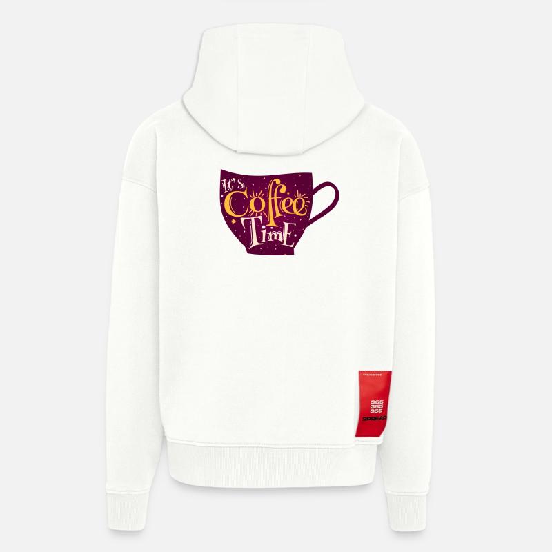 l'heure du café - Veste à capuche bio épaisse oversize fabriqué en UE - OFF WHITE