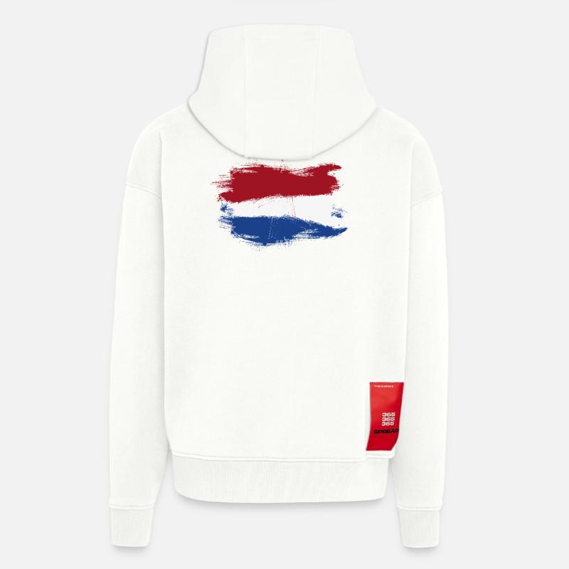 drapeau, bannière Pays-Bas Hollande - Veste à capuche bio épaisse oversize fabriqué en UE - OFF WHITE