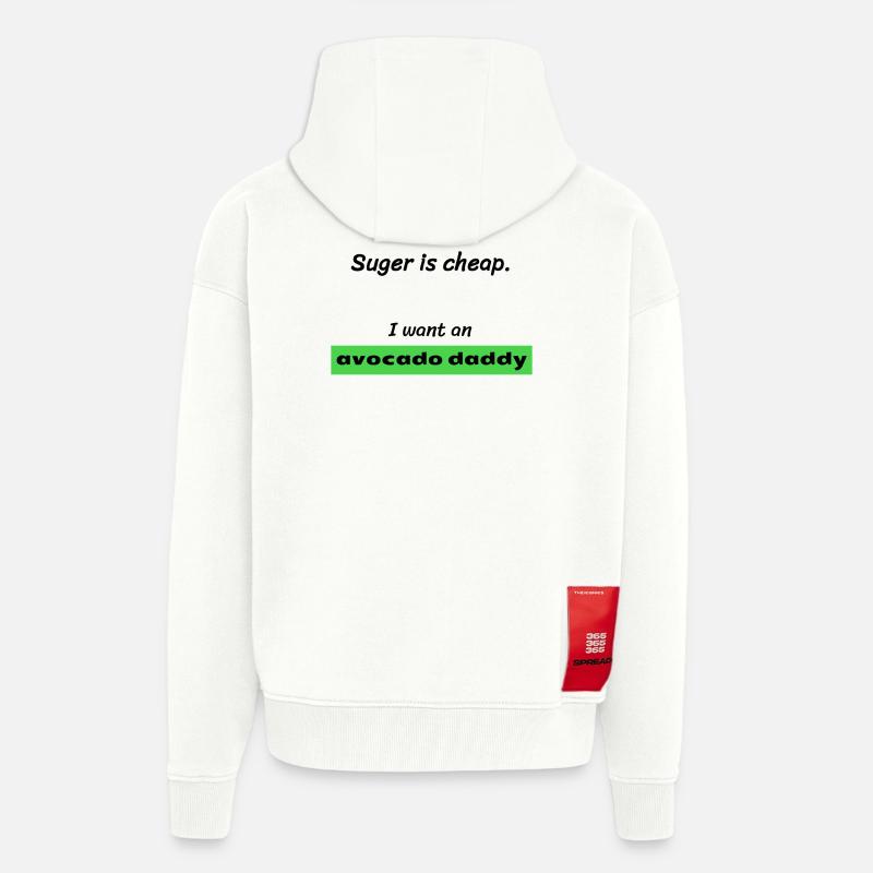 Je veux AVOCADO DADDY! - Veste à capuche bio épaisse oversize fabriqué en UE - OFF WHITE