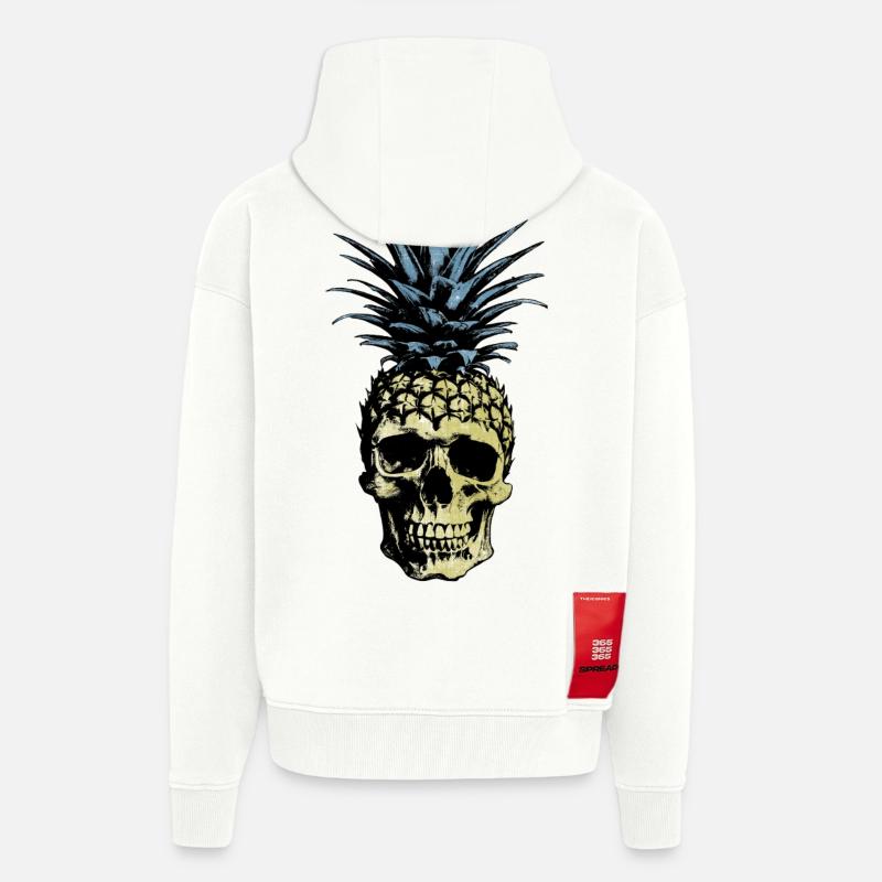 FOND CLAIR DE CRÂNE D’ANANAS - Veste à capuche bio épaisse oversize fabriqué en UE - OFF WHITE