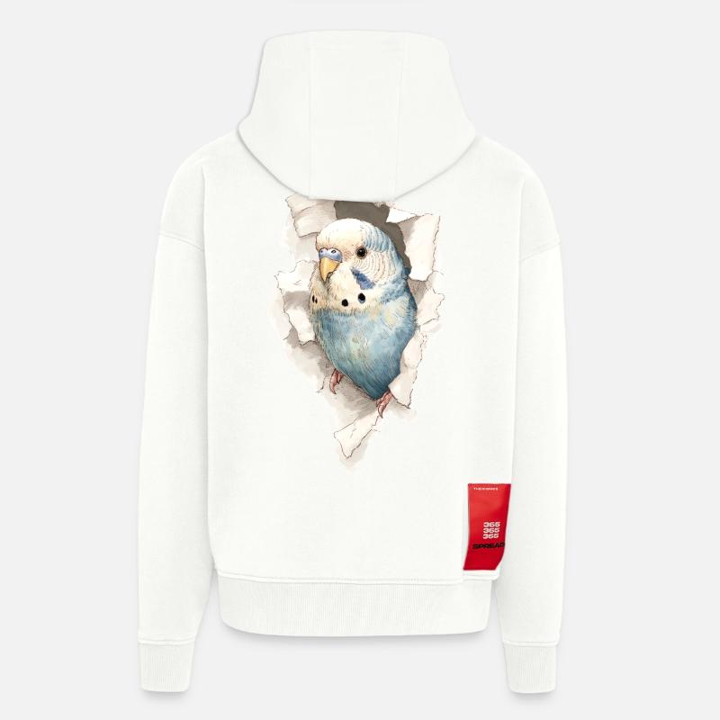 Perruche ondulée - Veste à capuche bio épaisse oversize fabriqué en UE - OFF WHITE