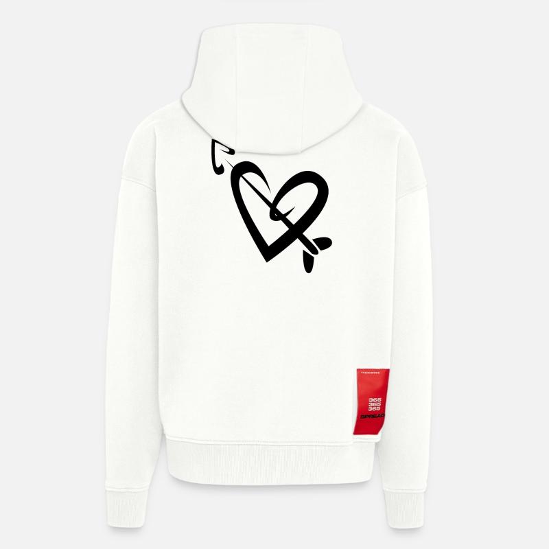 Flèche de cœur - Veste à capuche bio épaisse oversize fabriqué en UE - OFF WHITE