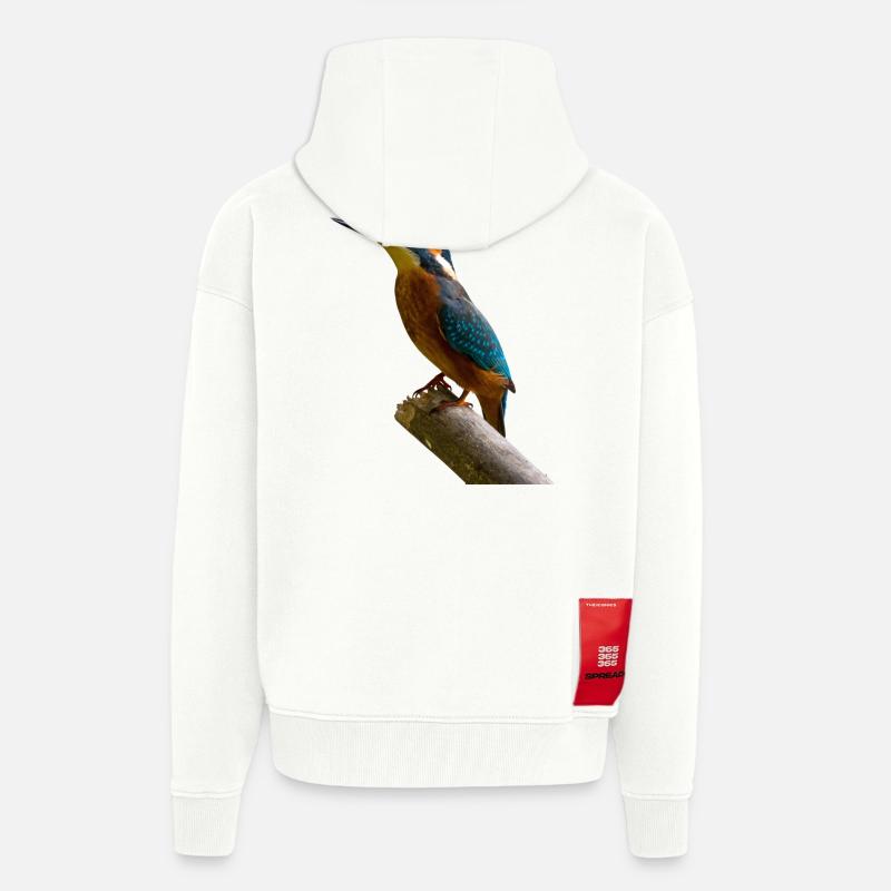 martin-pêcheur oiseau pic pic martin-pêcheur - Veste à capuche bio épaisse oversize fabriqué en UE - OFF WHITE