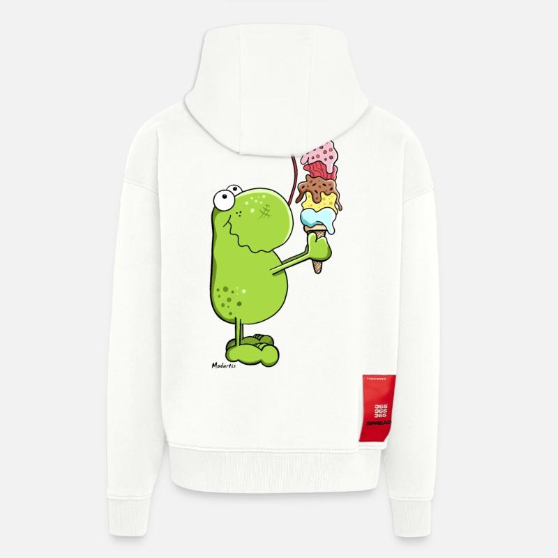 Frosch mit Eis - Zip Hoodie - made by SPREAD - OFF WHITE