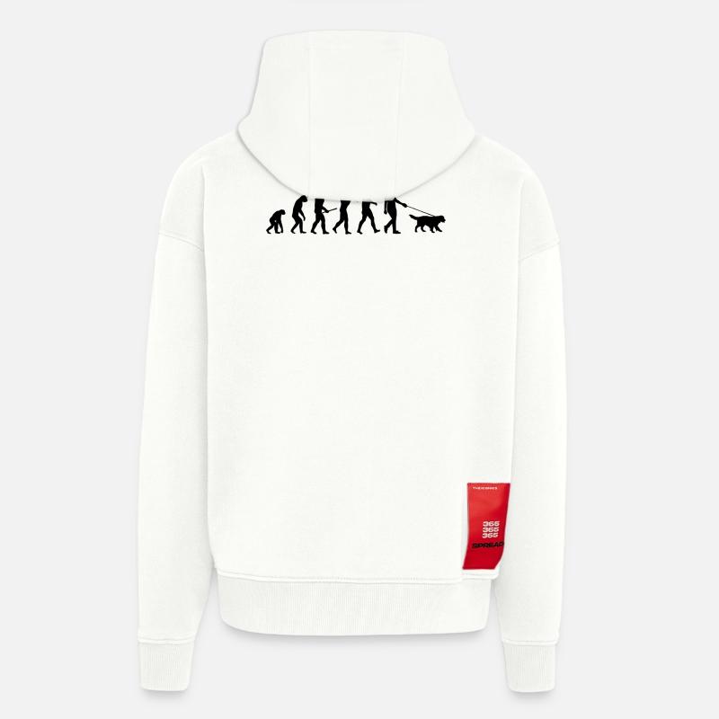 Evolution Dog Walking Gift - Veste à capuche bio épaisse oversize fabriqué en UE - OFF WHITE