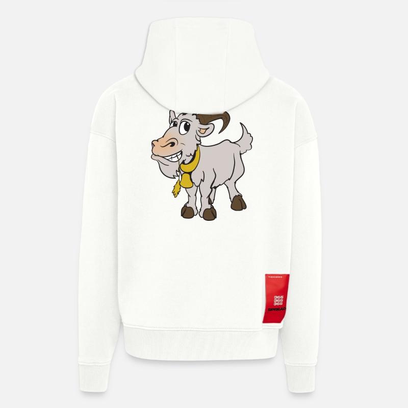 chèvre de chèvre - Veste à capuche bio épaisse oversize fabriqué en UE - OFF WHITE