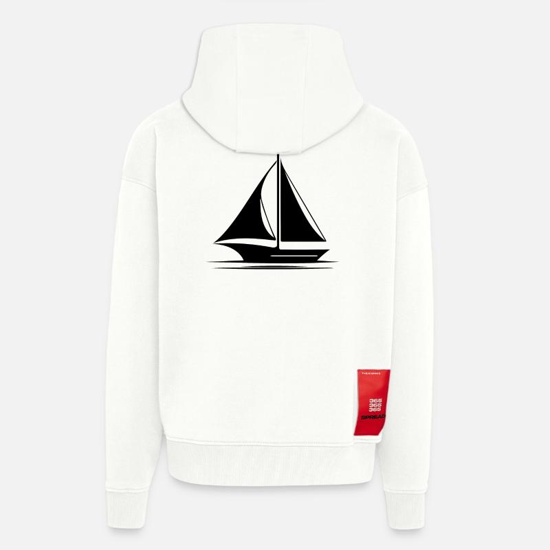 Élégant voilier à voiles déployées - Veste à capuche bio épaisse oversize fabriqué en UE - OFF WHITE