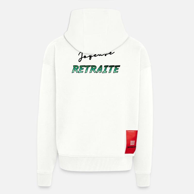 RETRAITE. BONNE RETRAITE. JOYEUSE RETRAITE - Veste à capuche bio épaisse oversize fabriqué en UE - OFF WHITE