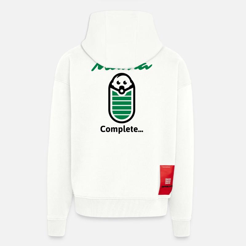 Mama complète ... - Veste à capuche bio épaisse oversize fabriqué en UE - OFF WHITE