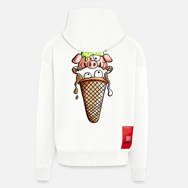 Bauernhoftier Eiscreme - Tiere - Eis - Kinder -Fun - Zip Hoodie - made by SPREAD - OFF WHITE