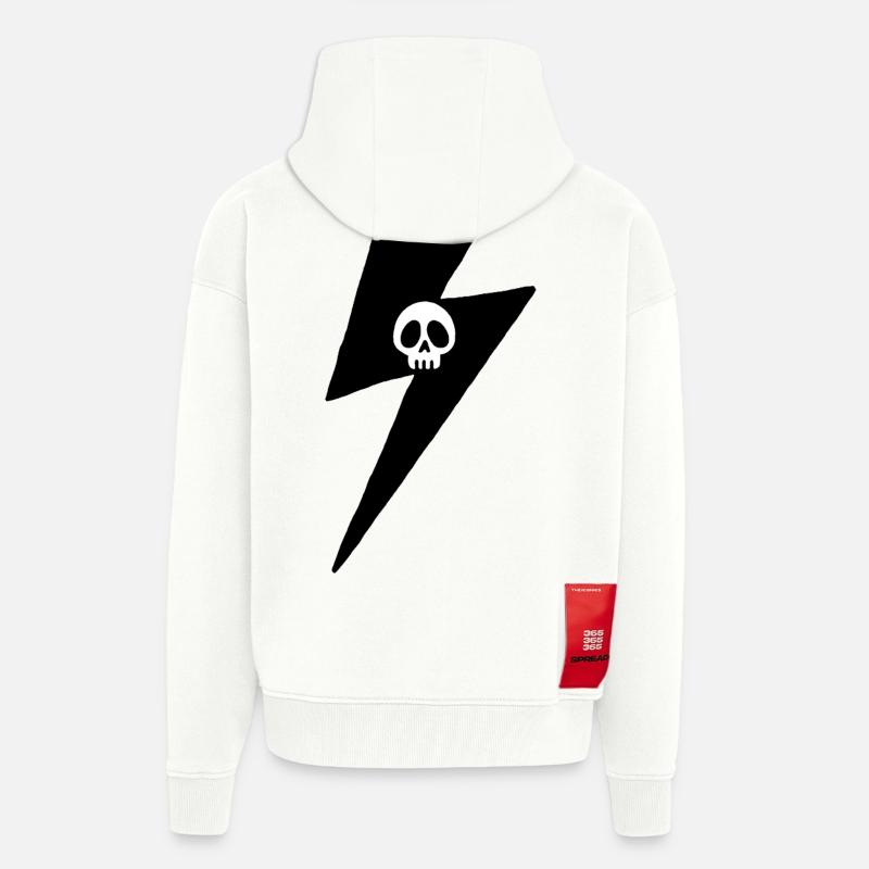 Minimalistischer Schädel Blitz - Zip Hoodie - made by SPREAD - OFF WHITE