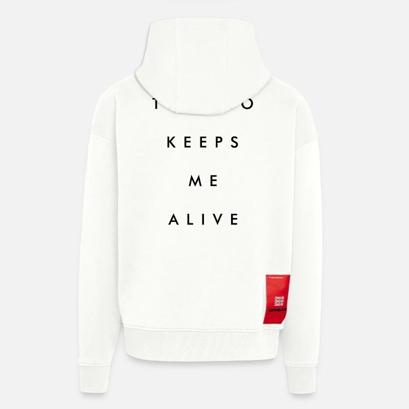 Techno keeps me alive - Zip Hoodie - made by SPREAD - OFF WHITE