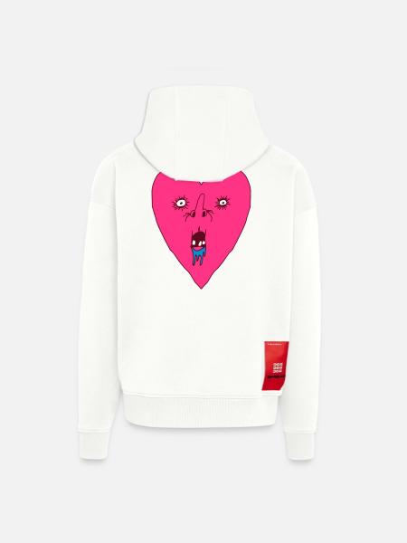 Heart Grimace - Lelijk hartgezicht - Heavyweight oversized organic ziphoodie made in EU - OFF WHITE