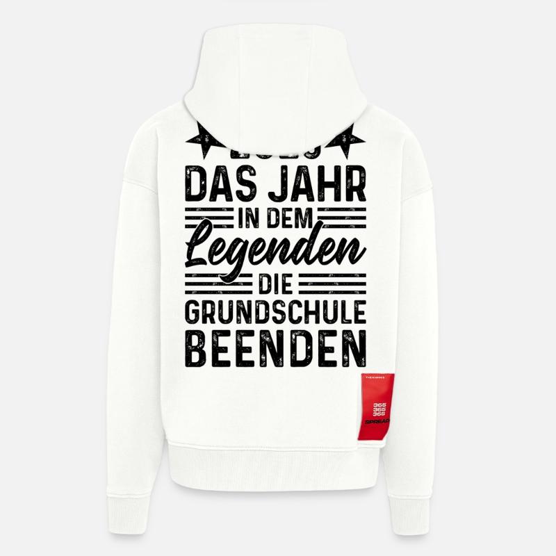 Année 2026 Legends End École primaire - Veste à capuche bio épaisse oversize fabriqué en UE - OFF WHITE