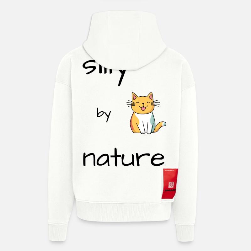 Chat Idiot - Veste à capuche bio épaisse oversize fabriqué en UE - OFF WHITE