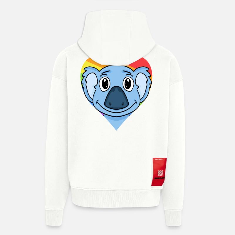 LGBT Animal Koala Arc-en-ciel - Veste à capuche bio épaisse oversize fabriqué en UE - OFF WHITE