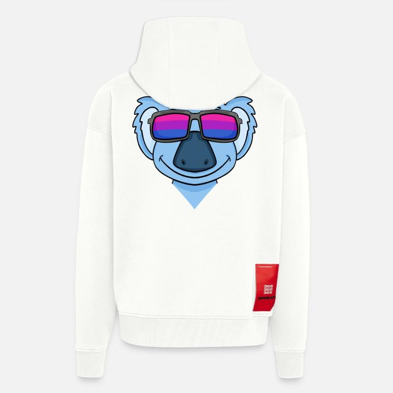 Cadeau bisexuel Koala Bisexualité - Veste à capuche bio épaisse oversize fabriqué en UE - OFF WHITE