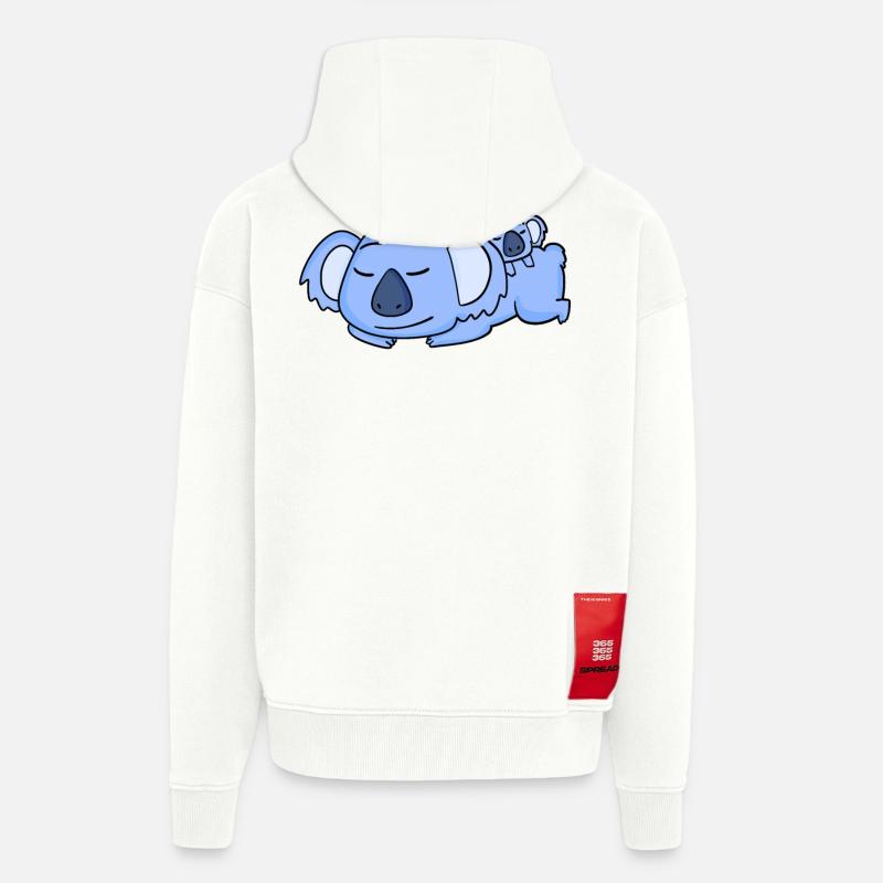 Papa Koala avec Bébé Koala - Veste à capuche bio épaisse oversize fabriqué en UE - OFF WHITE