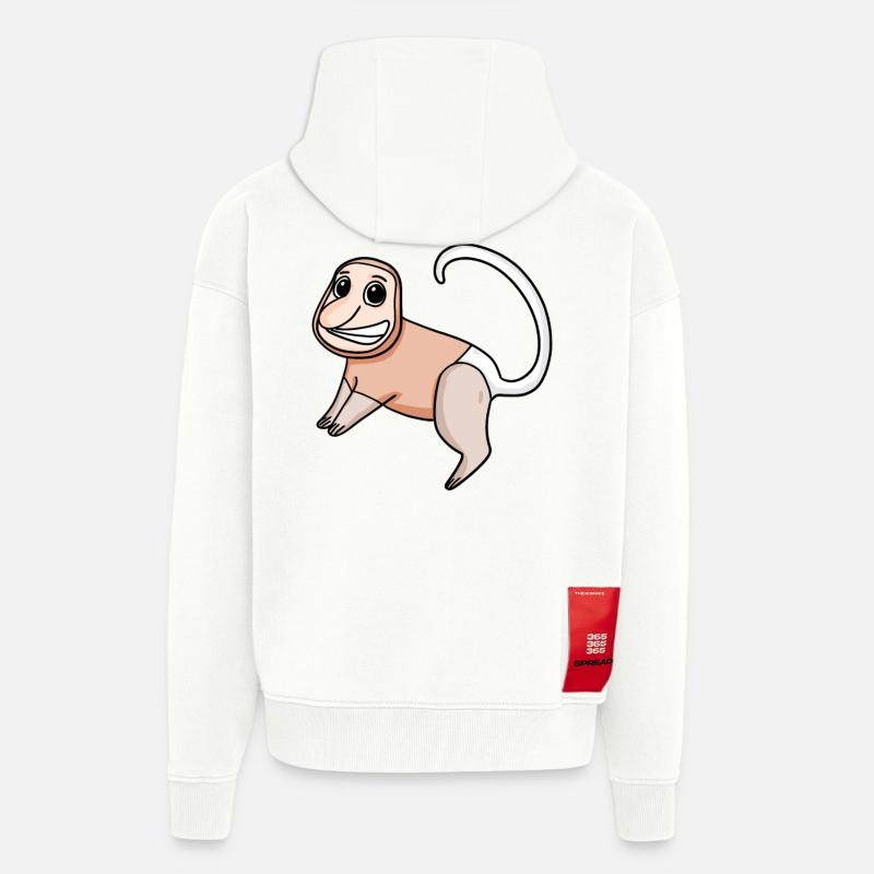 Proboscis Singe Singe Singe - Veste à capuche bio épaisse oversize fabriqué en UE - OFF WHITE