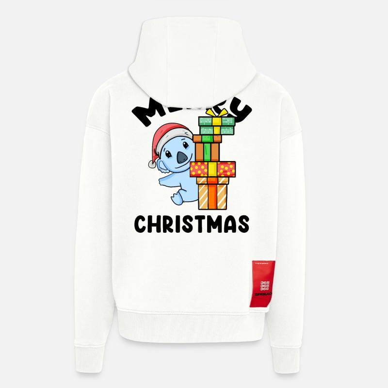 Joyeux Noël Koala - Veste à capuche bio épaisse oversize fabriqué en UE - OFF WHITE