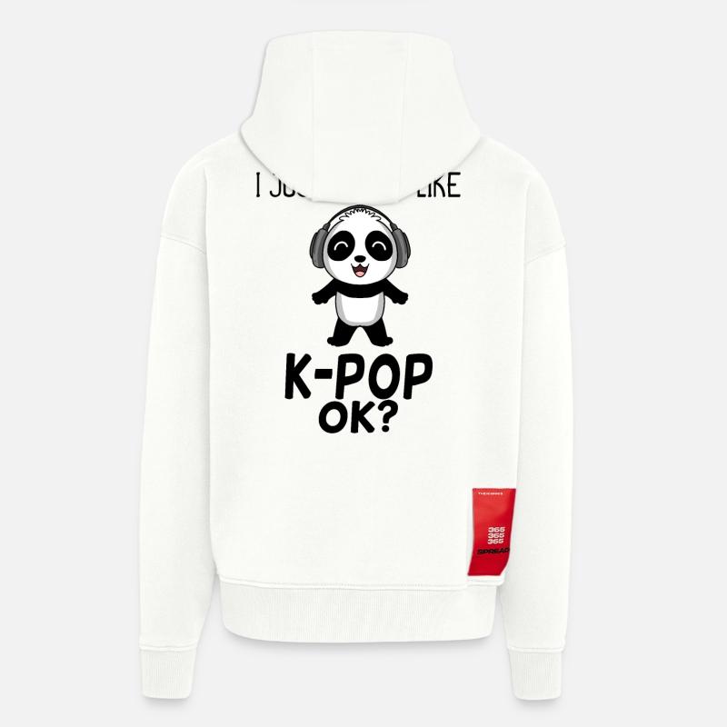 k Pop Dire Panda - Veste à capuche bio épaisse oversize fabriqué en UE - OFF WHITE