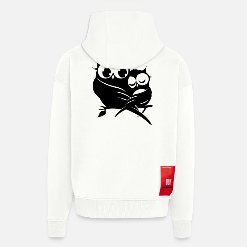 zwei Eulen auf einem Ast - Zip Hoodie - made by SPREAD - OFF WHITE