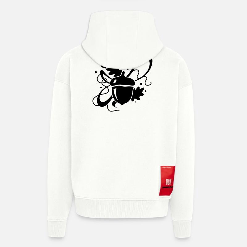 Eichel mit Eichenblätter - Zip Hoodie - made by SPREAD - OFF WHITE