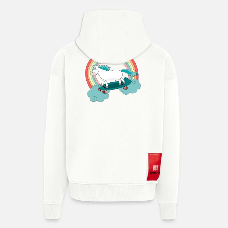 Einhorn Skateboard Longboard Regenbogen - Zip Hoodie - made by SPREAD - OFF WHITE