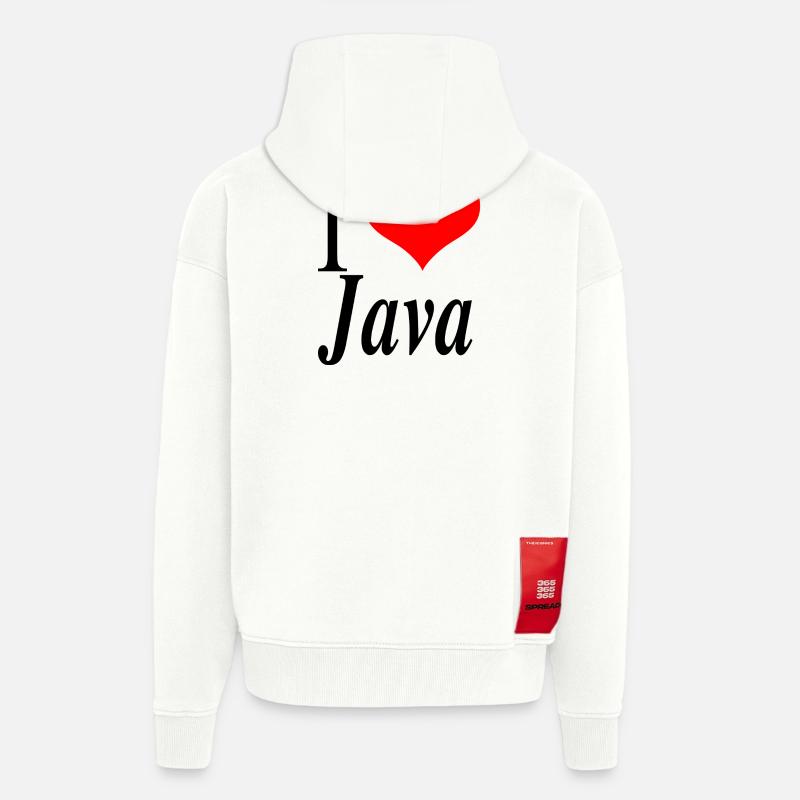 J'adore Java - Veste à capuche bio épaisse oversize fabriqué en UE - OFF WHITE